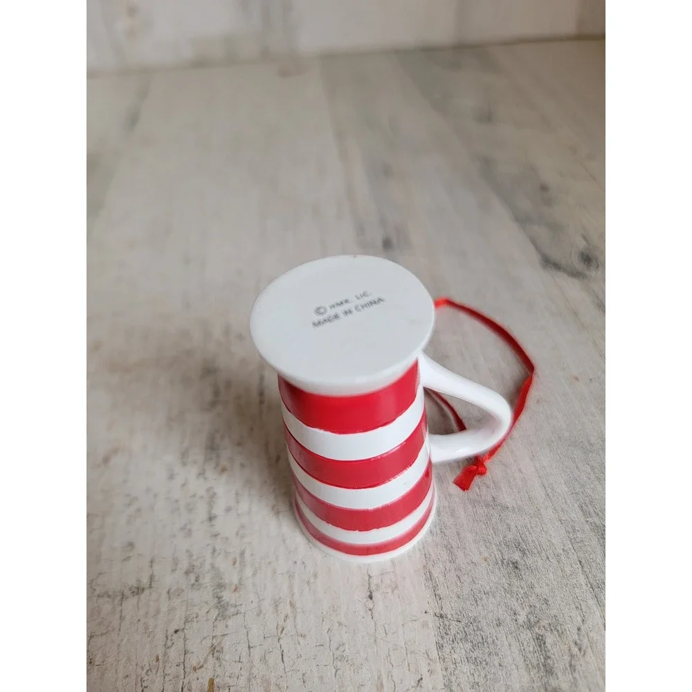 Hallmark supreme bean coffee mug ornament Xmas striped heart home